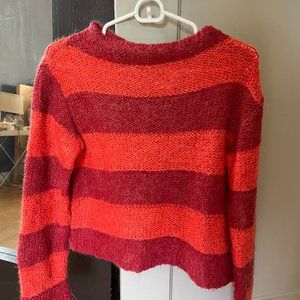 Vintage Delia's Rollneck Sweater Orange and Red Rugby Stripe